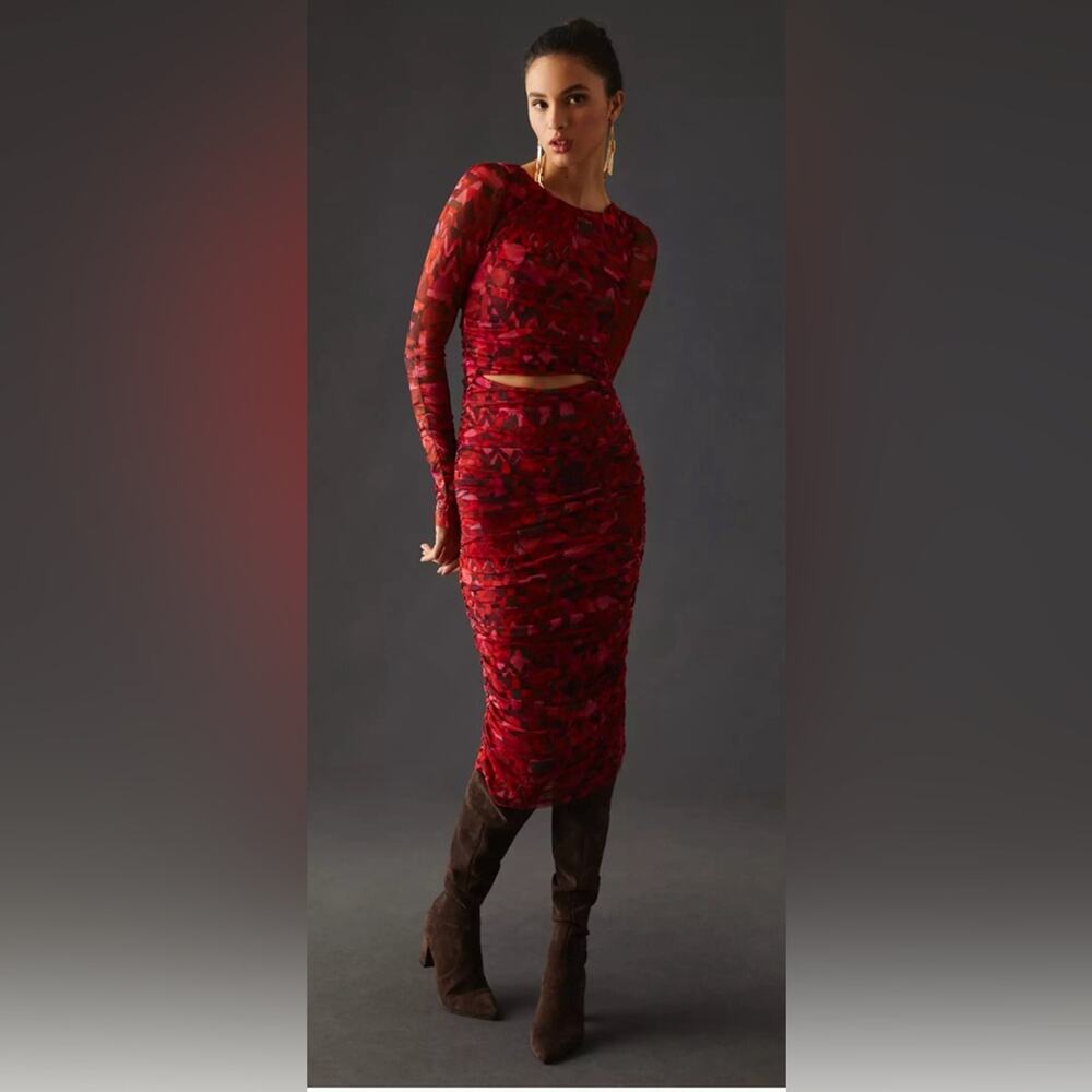 NWT MISA Los Angeles Iselin Bodycon Dress XL Sheer Cutout Disco Party Night Out